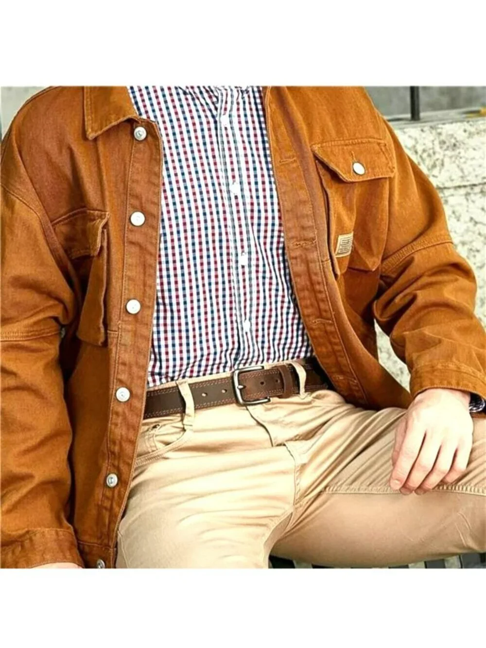 New Vatan Genuine Leather Classic Belt Metal Buckle Mens 46 Brown